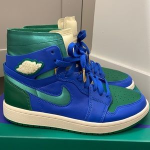 Women’s air Jordan blue cream and satin green
